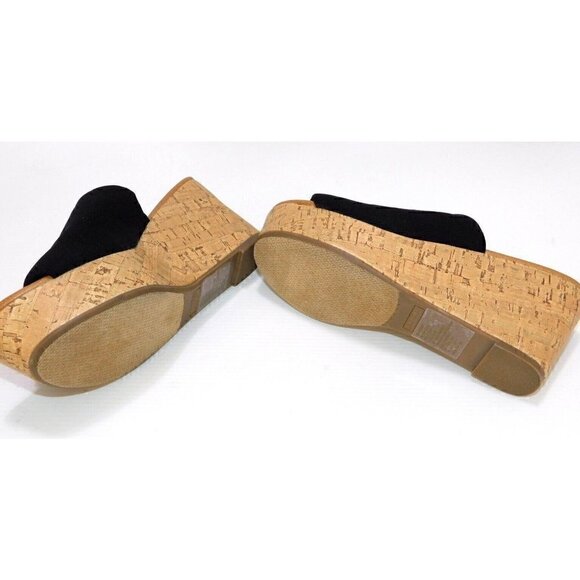 SONOMA Life & Style black textile slip on high heel sandals woman's size 6, NEW! - Picture 6 of 8